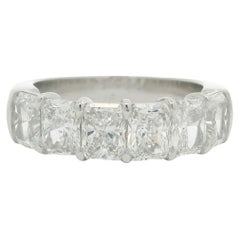Platinum Natural 3.12 Carat Radiant Cut Diamond 6 Stone Half-Way Ring In Stock