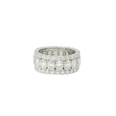 Platinum Natural 6.86 Carat Oval Cut & Round Brilliant Cut Diamond 3-Row Ring
