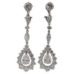 Platinum Natural 8.50 Carat Diamond Chandelier Dangle Drop Earrings