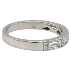 Platinum Natural Baguette & Round Diamond Half Band Wedding Ring