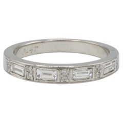 Platinum Natural Baguette & Round Diamond Half Band Wedding Ring
