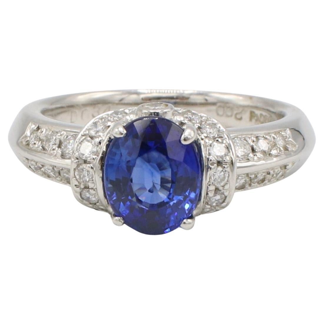 Platin Natürlicher blauer Saphir & Diamant Cocktail-Ring 