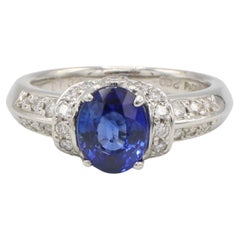 Platinum Natural Blue Sapphire & Diamond Cocktail Ring 