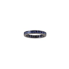 Platinum Natural Blue Sapphire Eternity Band Ring Size 5.5-5.75 #21677