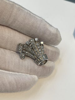 Platinum Natural Diamond Art Deco 1930 Clip-on Earrings