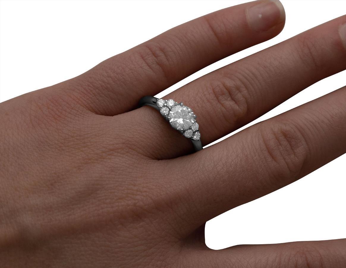 Anello di fidanzamento in platino e diamanti naturali, 1,35 CT TDW - Valutazione $8800 in vendita 6