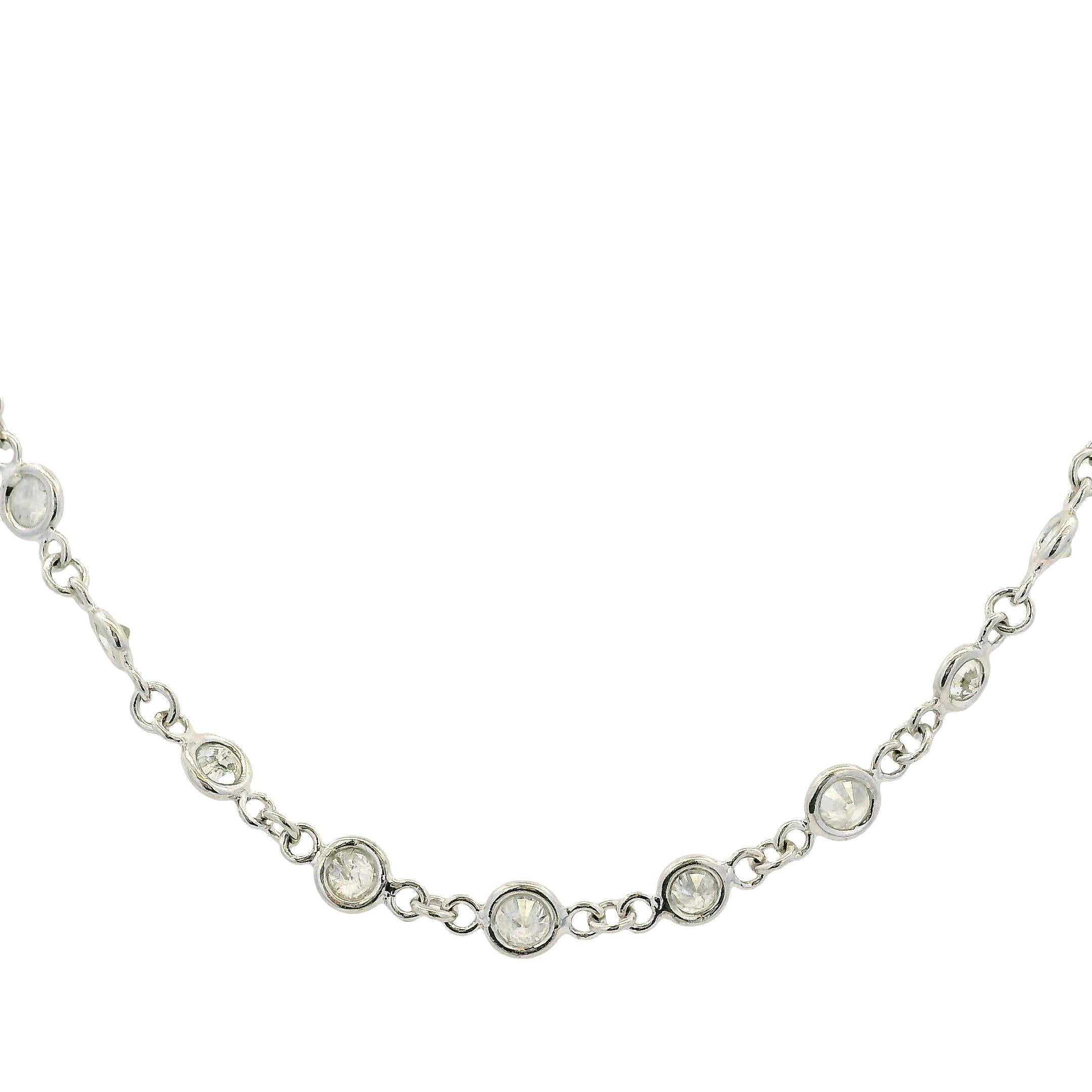 Art Déco Collana con diamanti naturali in platino in vendita