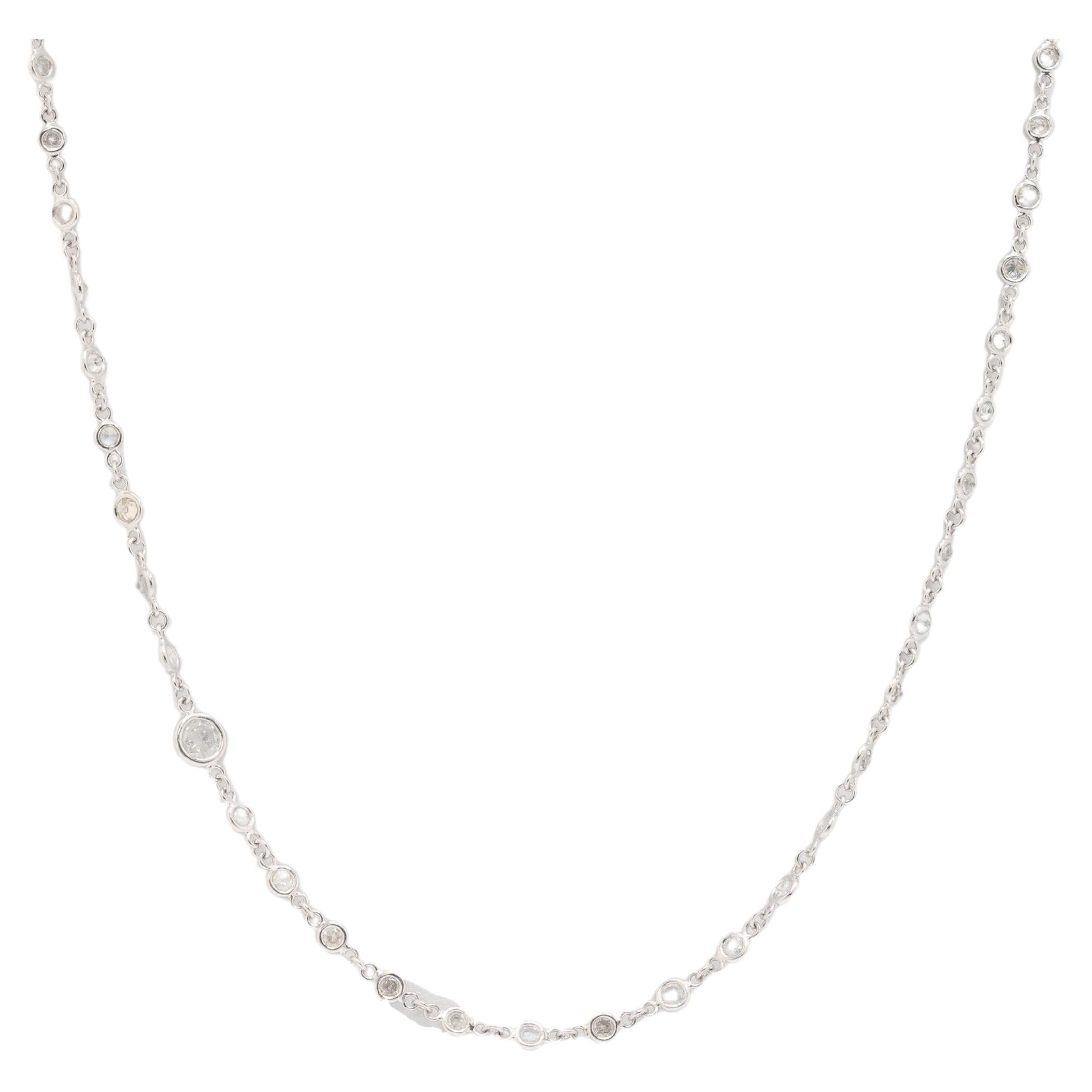 Platinum Natural Diamonds By The Yard Necklace