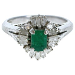 Platinum Natural Emerald & Diamond Ring 1.34ctw 8.4g
