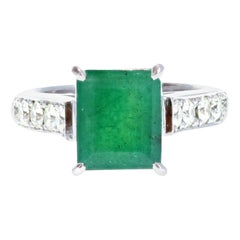 Platinum Natural Emerald & Diamond Ring 3.06ctw 7.6g