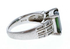 Platinum Natural Green Tourmaline & Diamond Ring 4.45ctw 11g