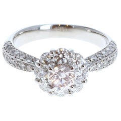Platinum Natural Light Pink Diamond and White Diamond Ring 1.31 Carat