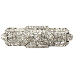 Platinum Natural Old Cut Diamond Art Deco Brooch