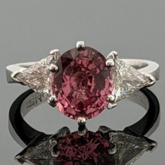 Platinum Natural Padparadscha Sapphire Trillion Diamond Ring 2.16ct .70ctw AIGS