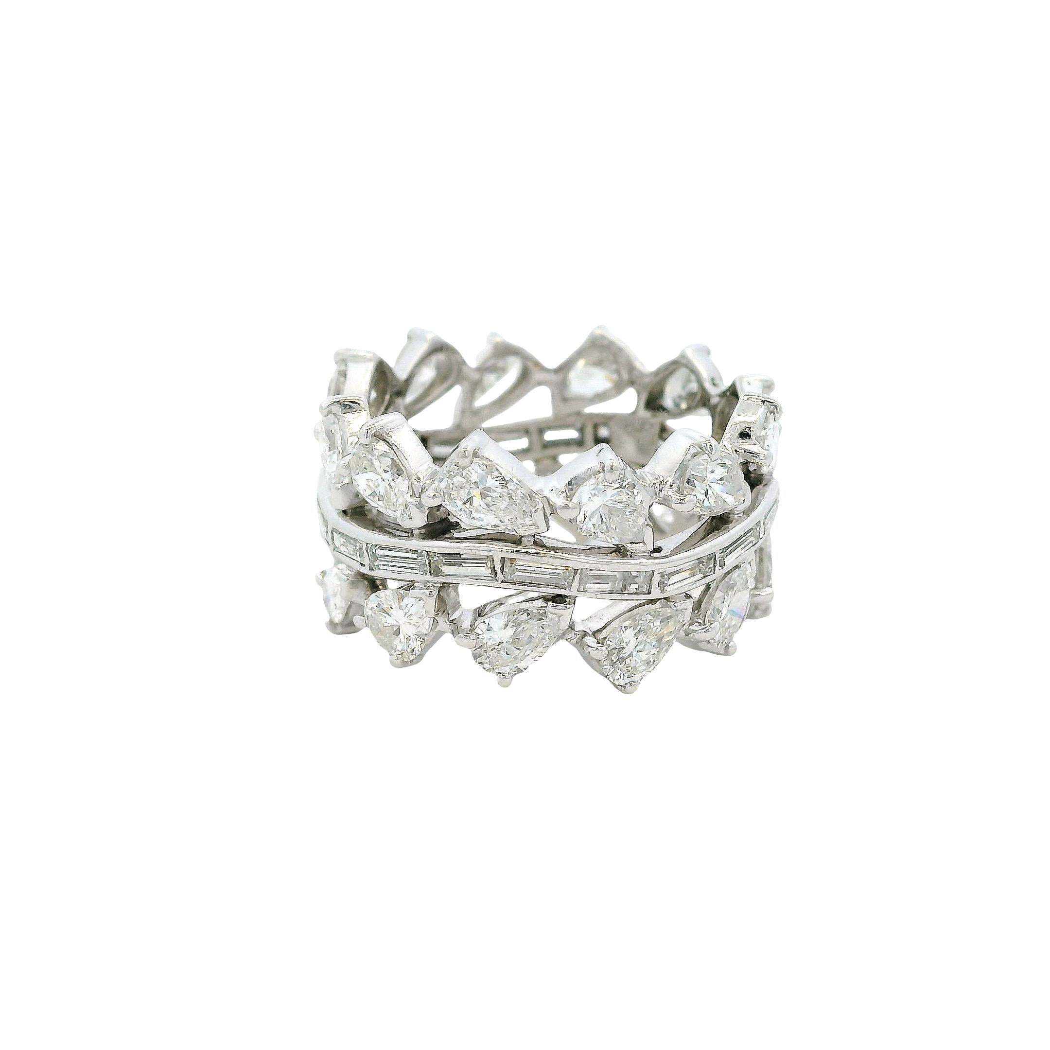 Bracelet éternel en platine avec diamant naturel taille poire et baguette 6.28ctw en vente 1