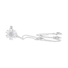 Platinum, Natural Pink and White Diamond Flower Pendant Necklace