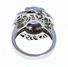 Platinum Natural Purple Jadeite Jade a Diamond Ring 5.95ctw 16.4g