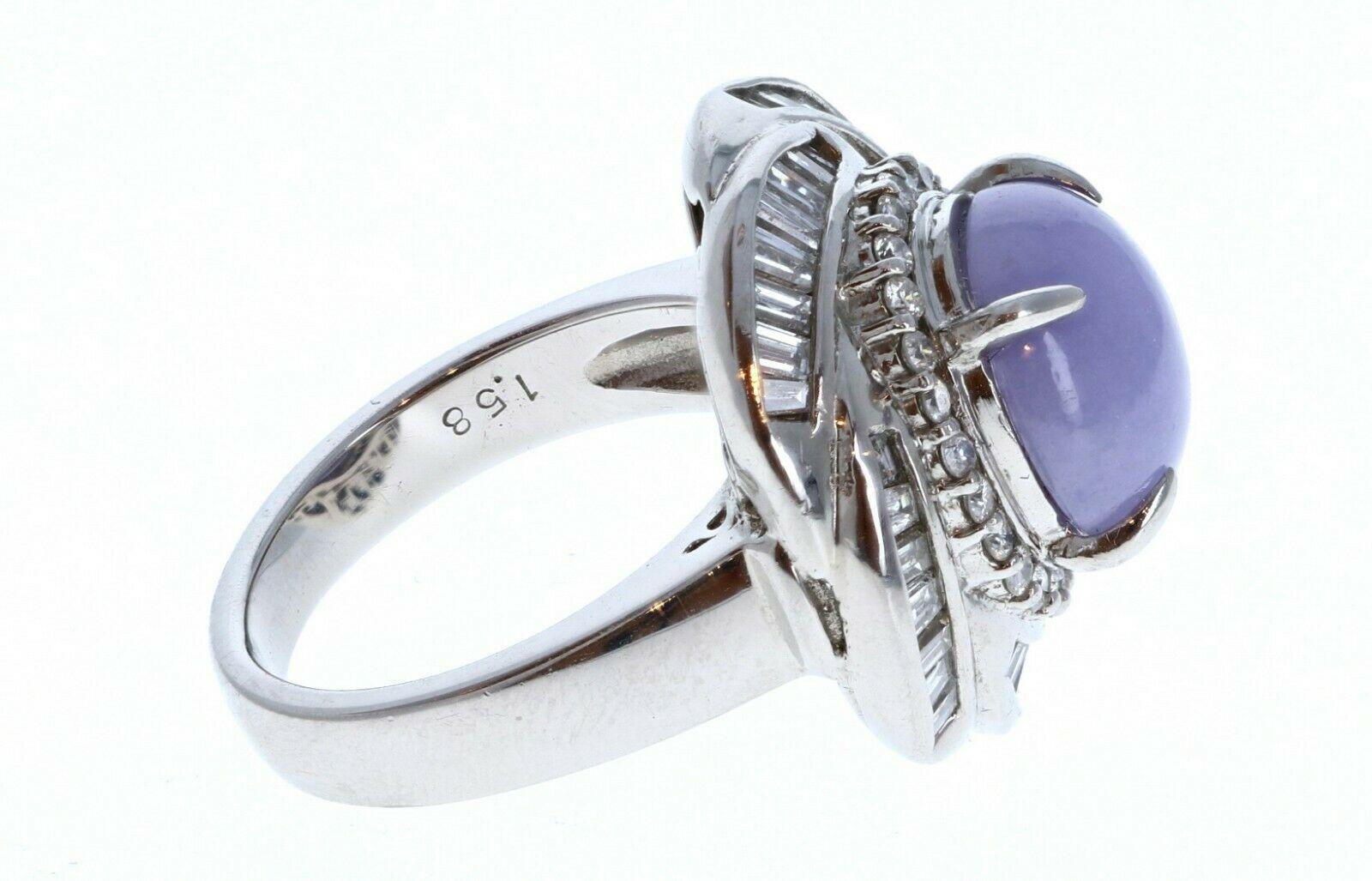 Platinum Natural Purple Jadeite Jade a Diamond Ring 5.95ctw 16.4g In Good Condition For Sale In Beverly Hills, CA