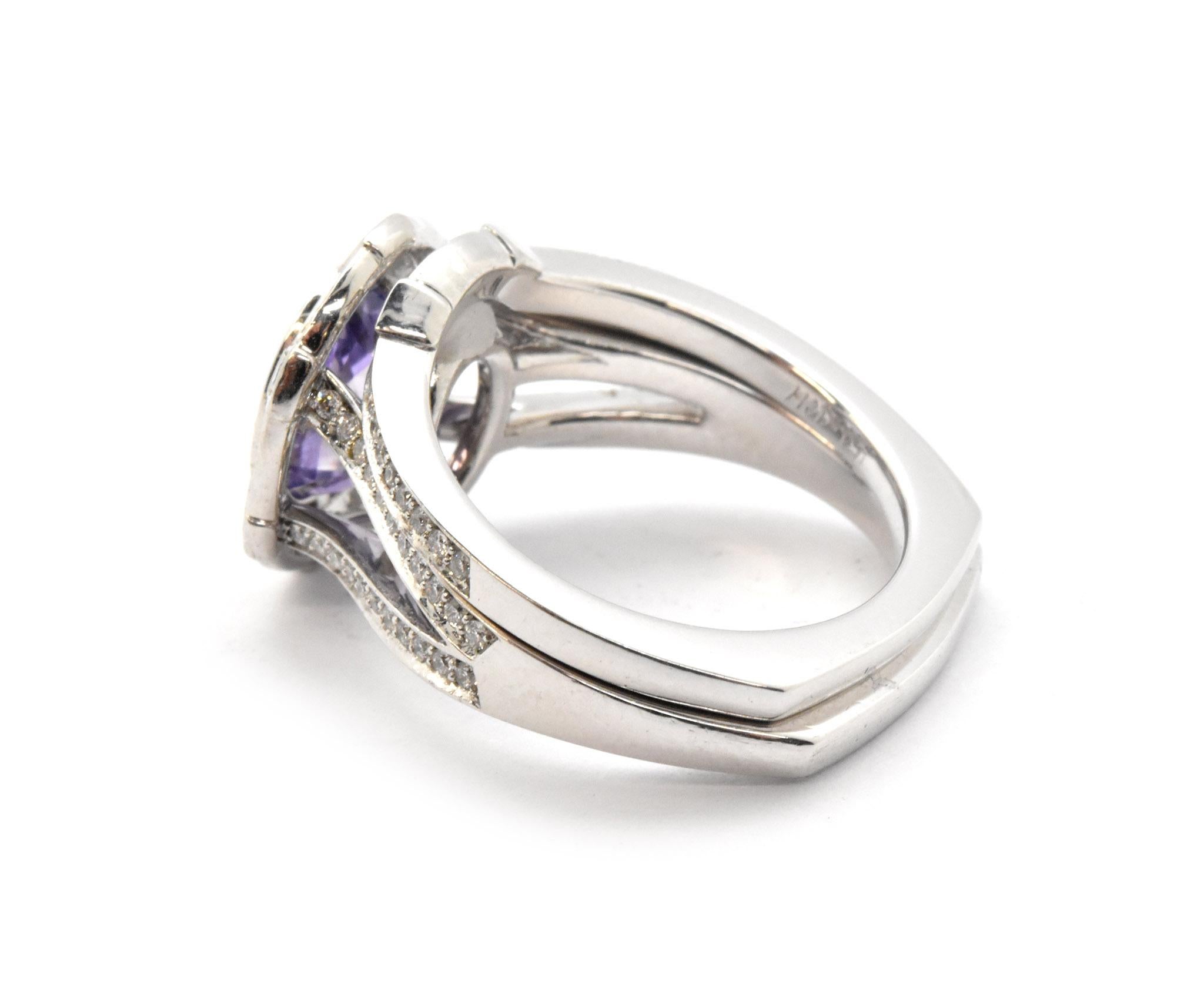 Oval Cut Platinum Natural Purple Oval 2.29ct Sapphire and 0.30cttw Diamond Wedding Set