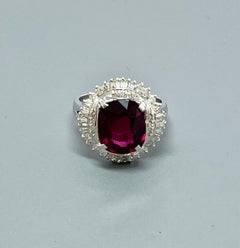 Platinum Natural Rhodolite Garnet and Genuine Diamond Ballerina Ring Valuation