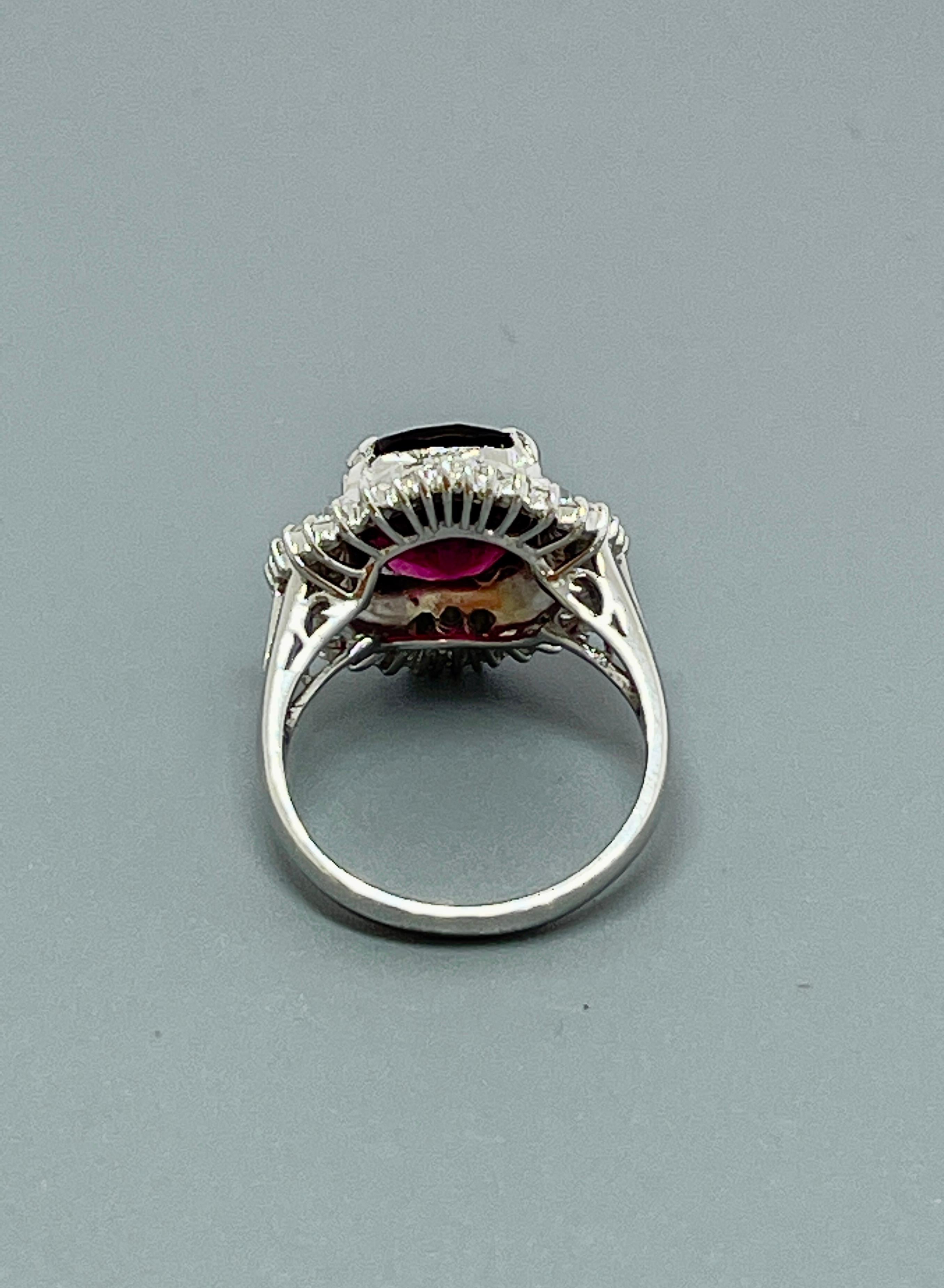 Anello Ballerina in Platino con Granato Rodolite Naturale e Diamante Vero Valutazione in vendita 3