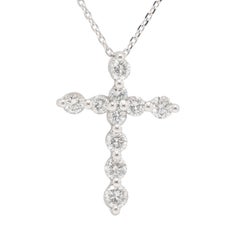 Platinum Natural Round Brilliant Diamond Cross Pendant