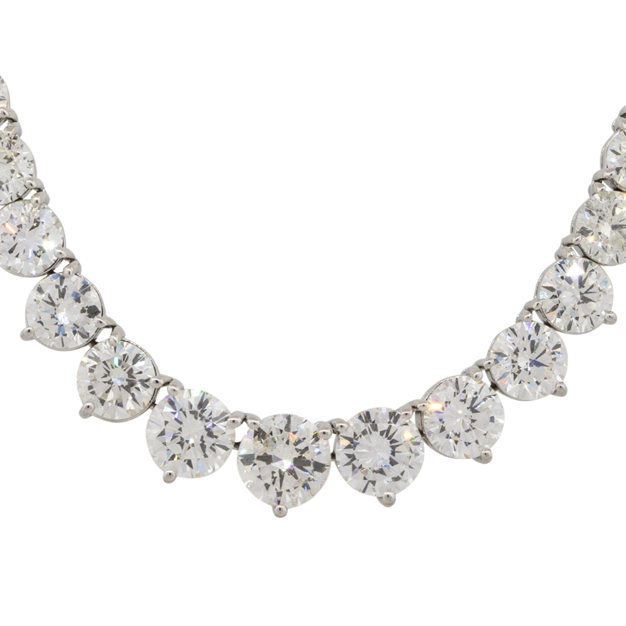 Collana in platino con diamanti tondi brillanti graduati Riviera, Nature in vendita 1