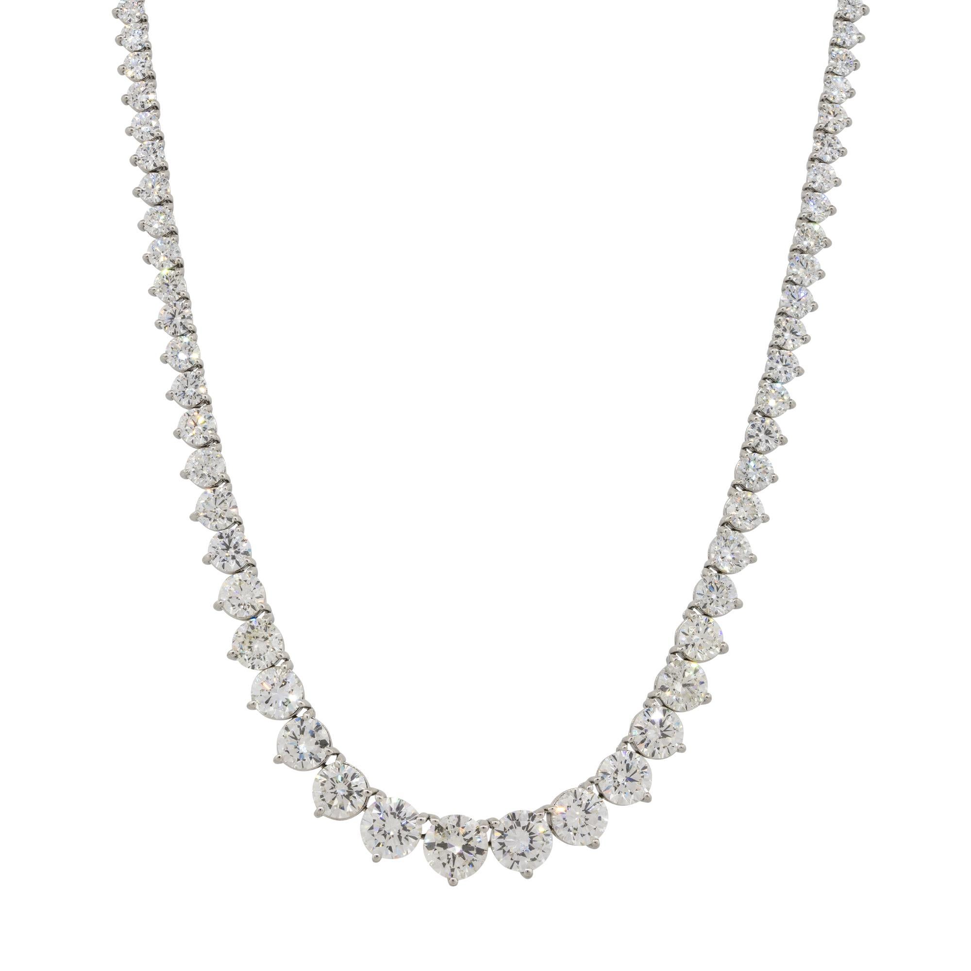 Collana in platino con diamanti tondi brillanti graduati Riviera, Nature in vendita 2