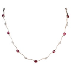 Collana girocollo in platino con rubino naturale e diamanti, 16,5", R4709