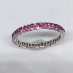 Platinum Natural Ruby Channel Set Eternity 2 Mm Band 2.5 Gram Size 6.5