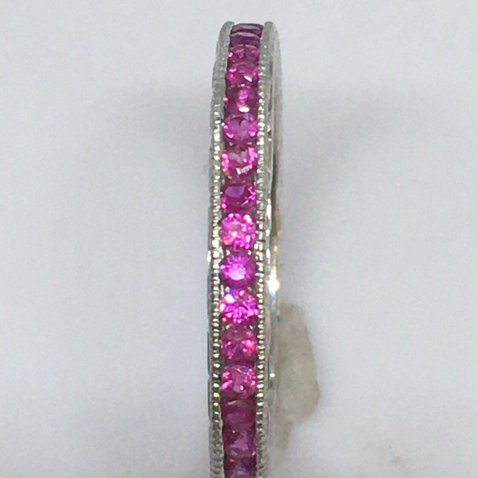Round Cut Platinum Natural Ruby Channel Set Eternity 2 Mm Band 2.5 Gram Size 6.5 For Sale