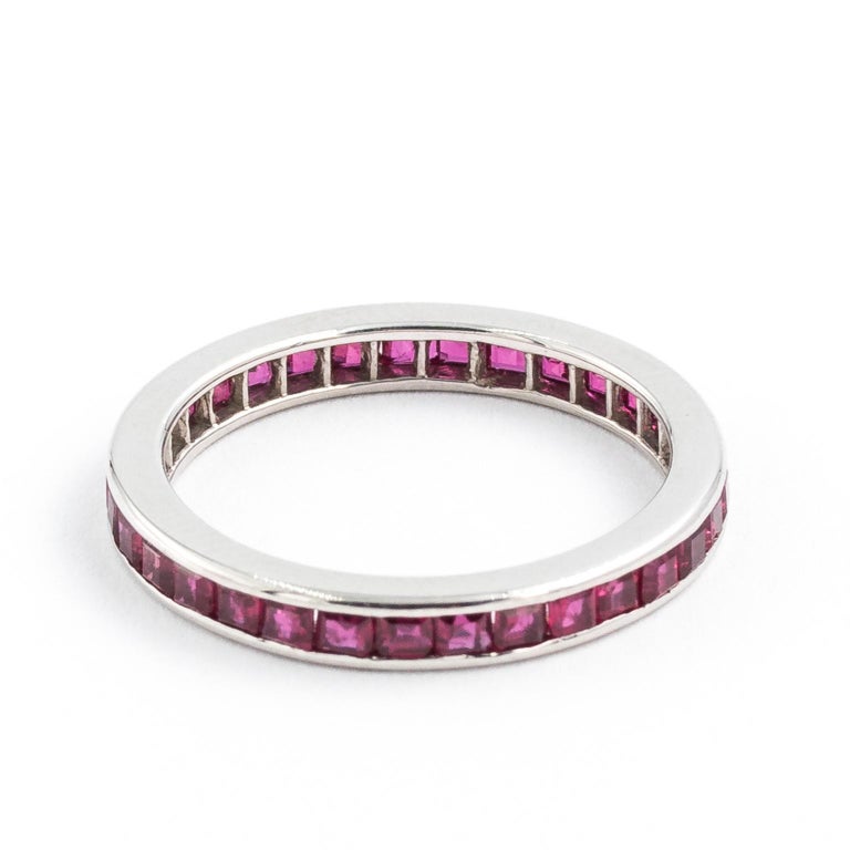 Platinum Natural Ruby Invisible Set Full Eternity Band 1.2 Carat For ...