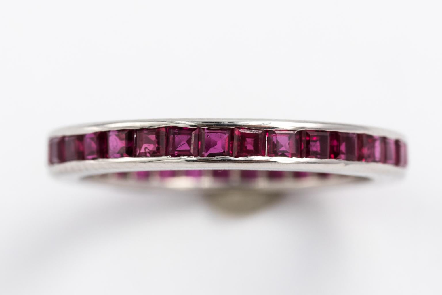 Platinum Natural Ruby Invisible Set Full Eternity Band 1.2 Carat For Sale 2