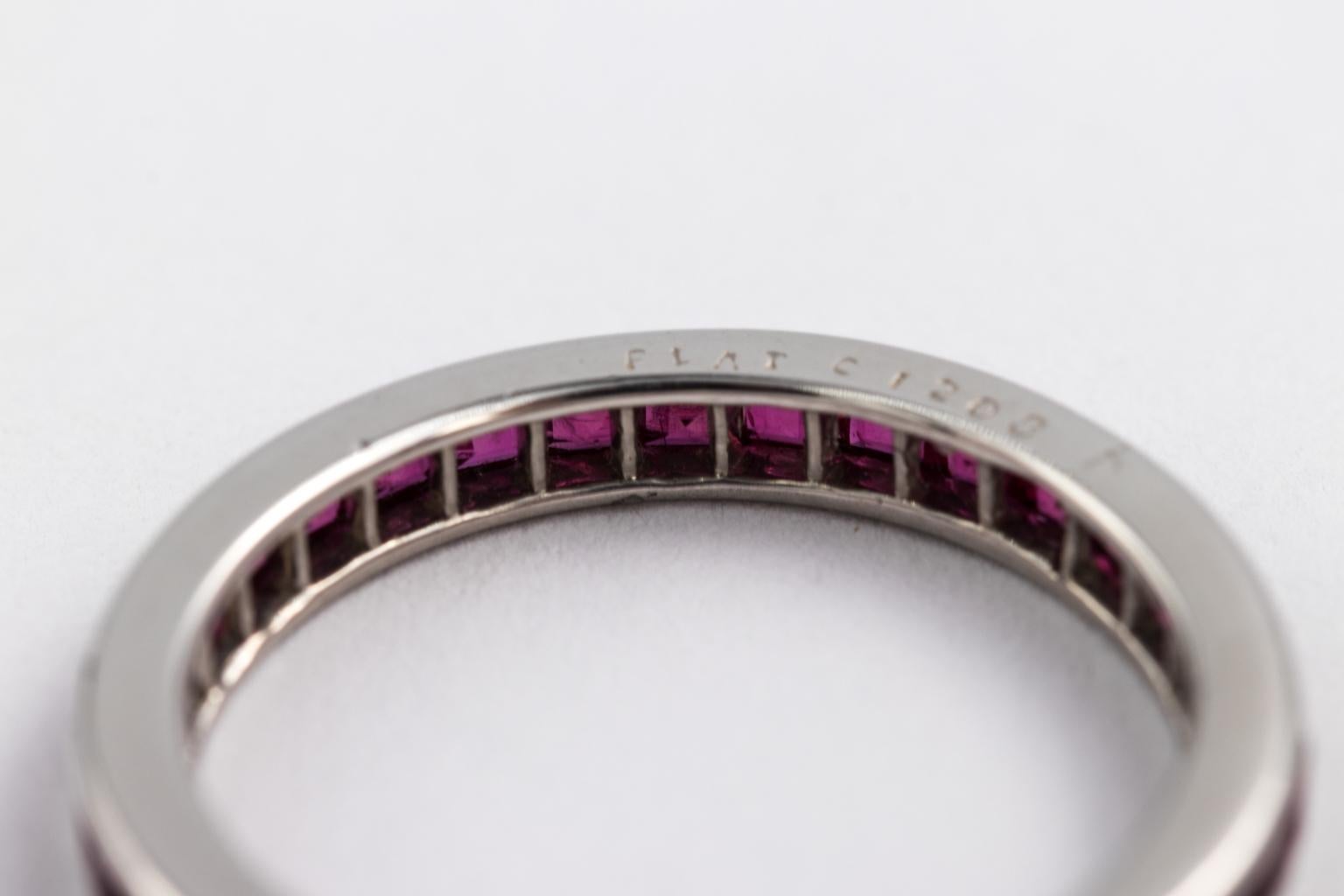 Platinum Natural Ruby Invisible Set Full Eternity Band 1.2 Carat For Sale 4