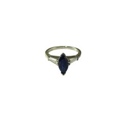 Platinum Natural Sapphire and Diamond Cathedral Style Ring Size 4.75 #22352