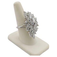 Platinum Natural Twelve Carat Diamond Massive Waterfall Cluster Cocktail Ring