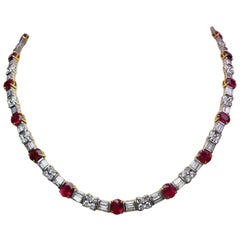 Platinum Necklace with 16.82 Carat Rubies and 10.02 Carat Diamonds