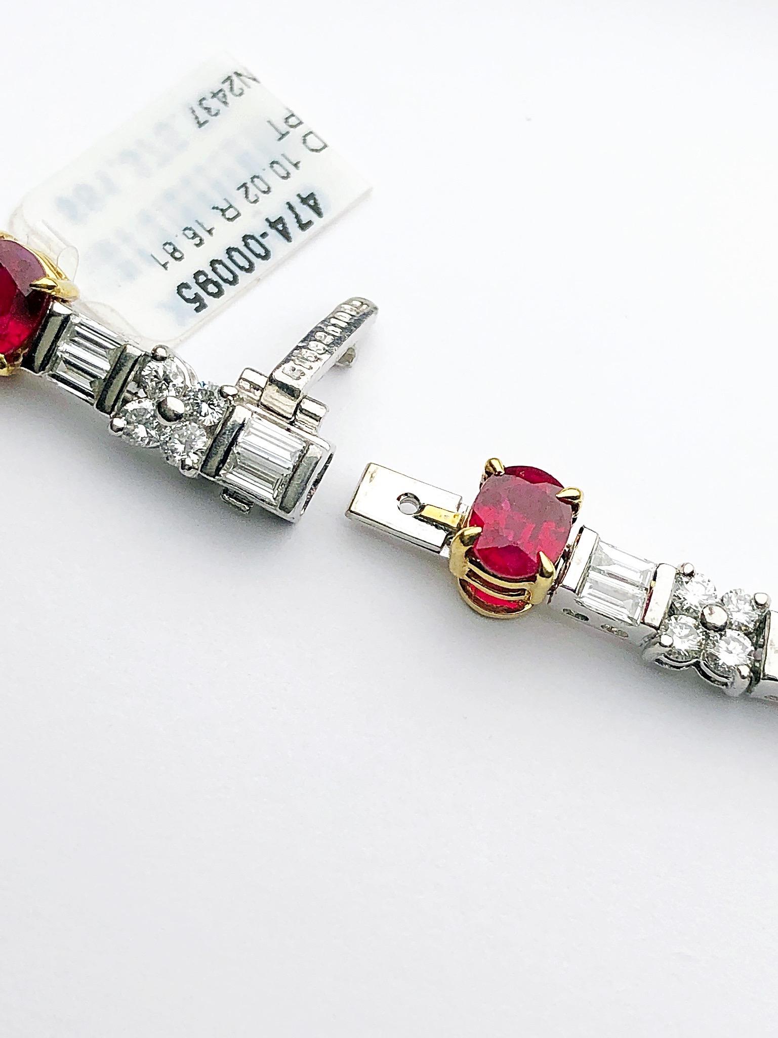 Oval Cut Platinum Necklace with 16.82 Carat Rubies and 10.02 Carat Diamonds For Sale