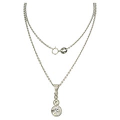 Platinum Necklace with Old Mine-Cut Diamond Pendant, 1.35ct, 1990