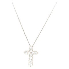 Platinum Necklace with Rare Vintage Natural Diamond '0.82ct' Cross Pendant