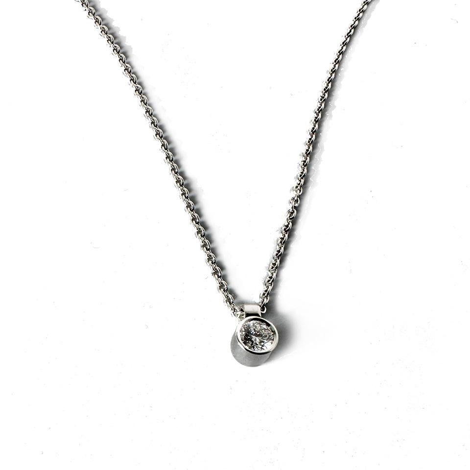 Women's or Men's Platinum Necklace+Pendant with Brilliant Cut Diamond 0.11 ct F-vs