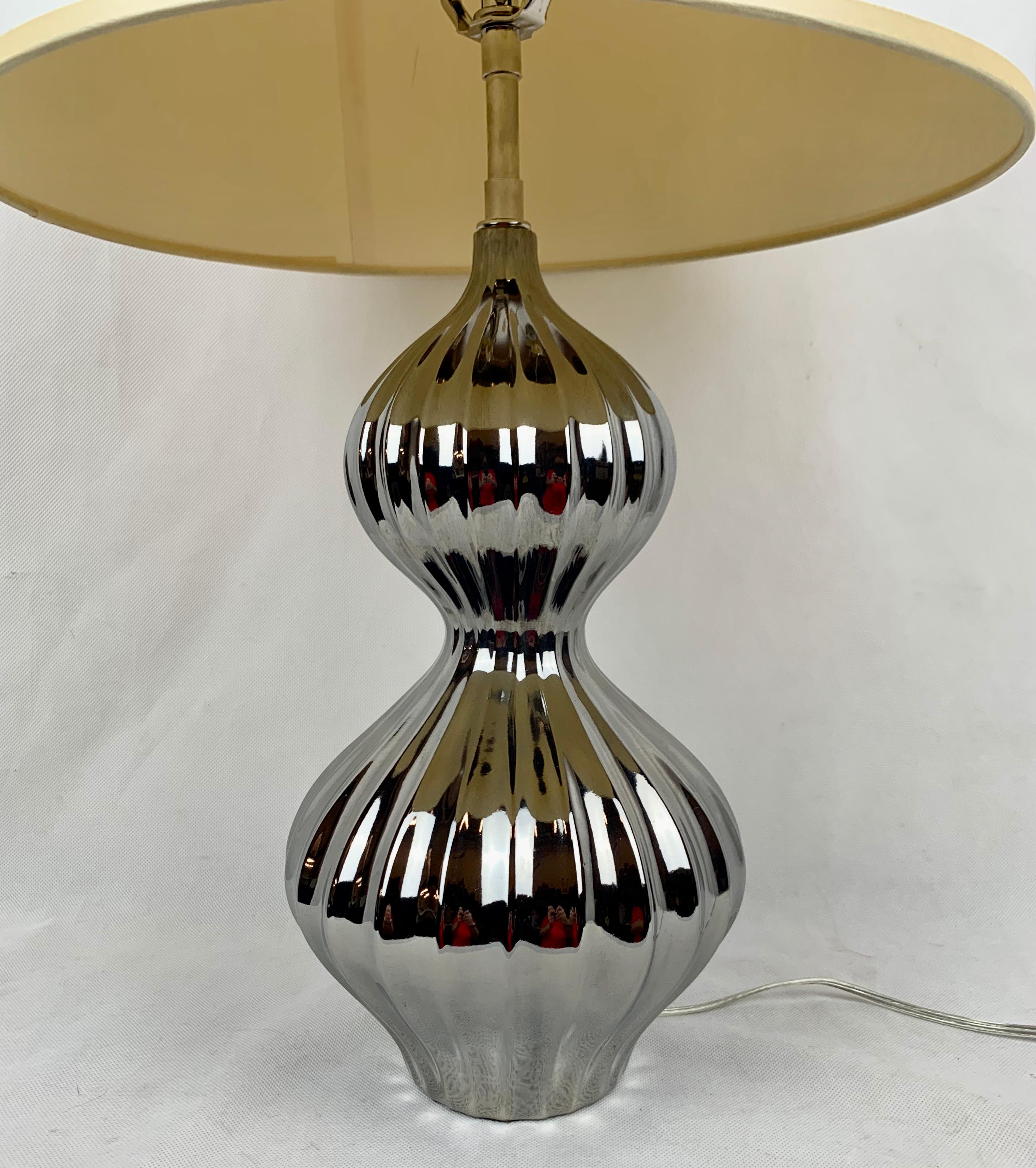 Platinum Nelson Table Lamp by Jonathan Adler In Good Condition In West Palm Beach, FL