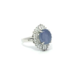 Platin Schöne Qualität 6,79ct Cabochon Sharp Blue Star Sapphire Diamant Ring