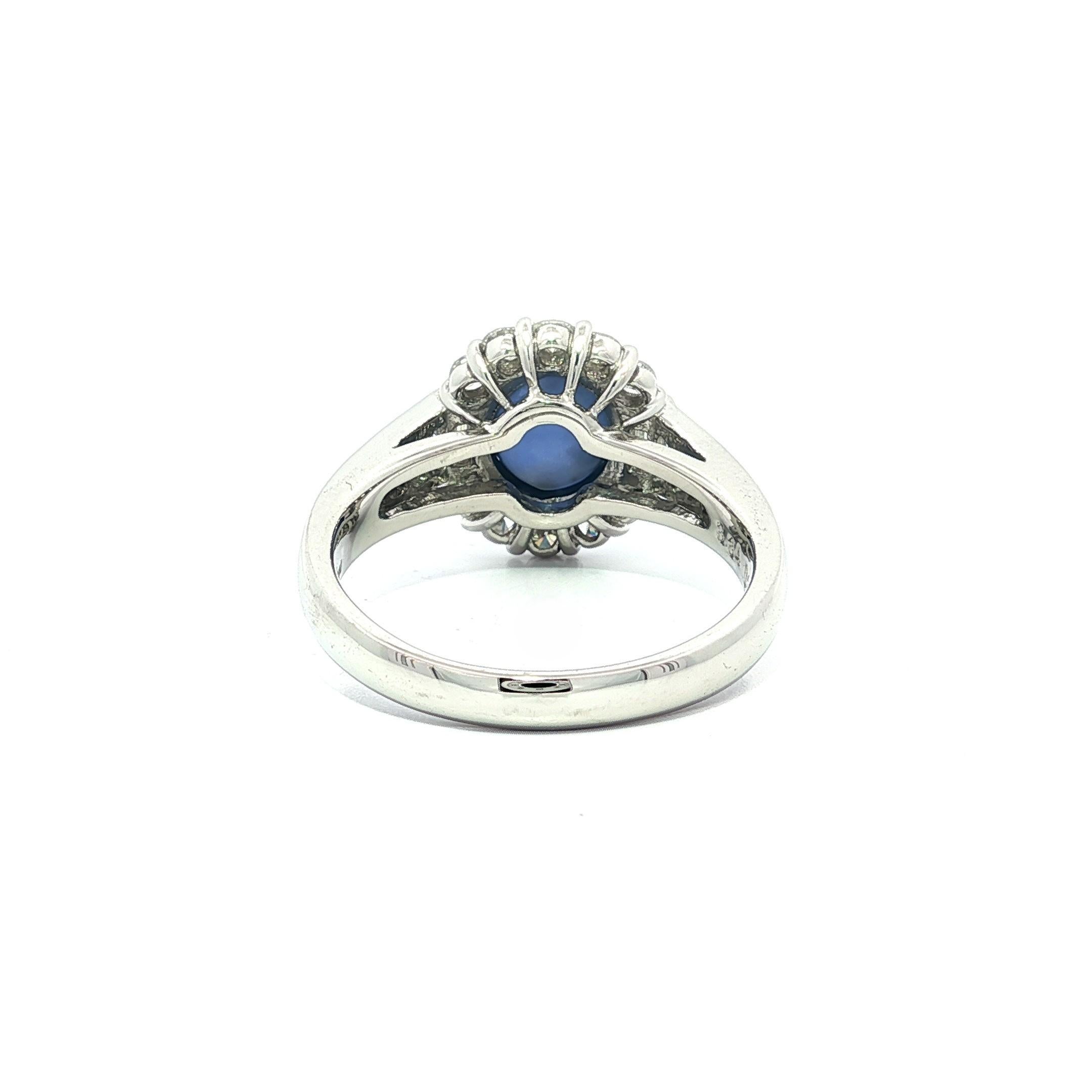 Platinum No Heat Color Change Star Sapphire w/ Baguette Diamond Ring For Sale 6