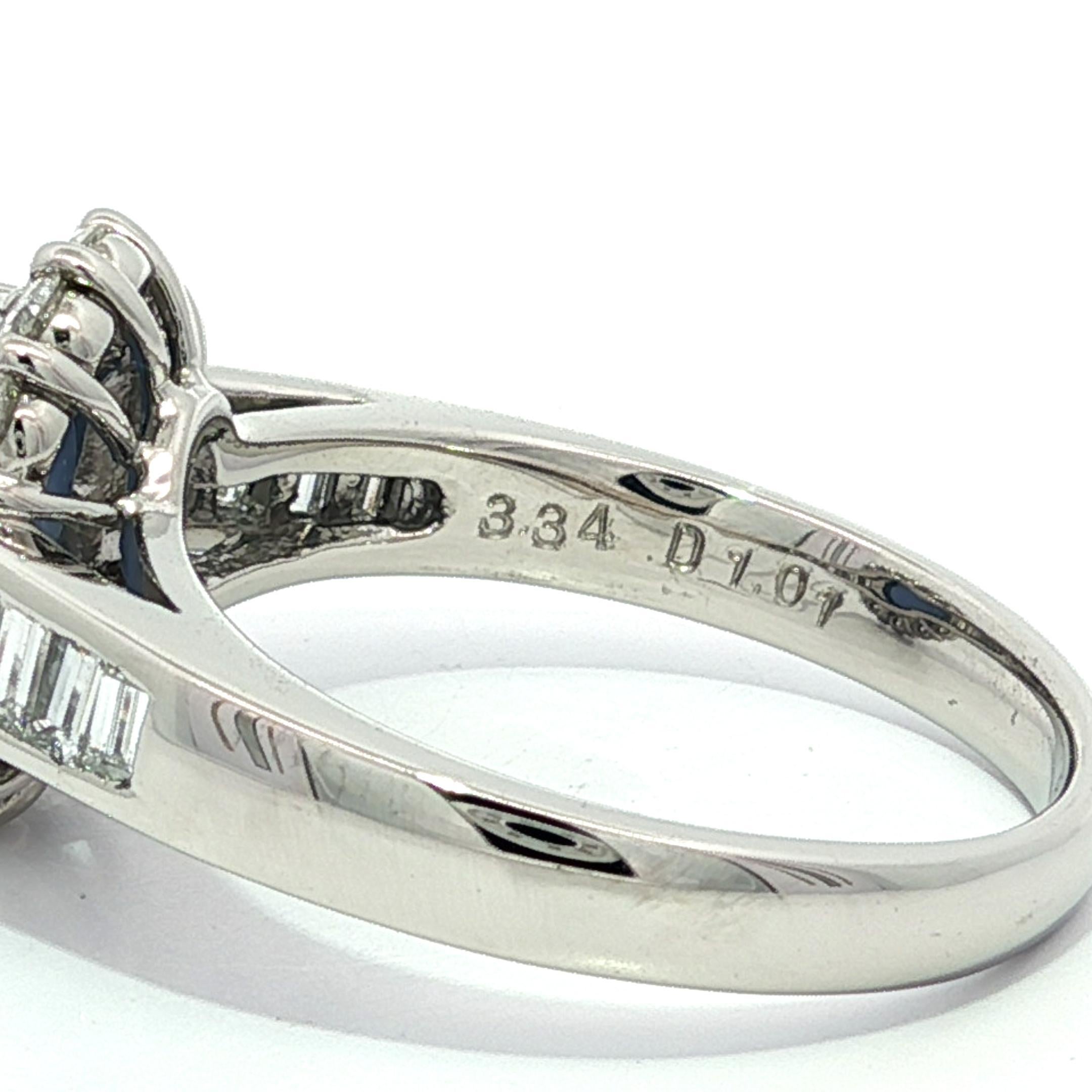 Platinum No Heat Color Change Star Sapphire w/ Baguette Diamond Ring For Sale 8