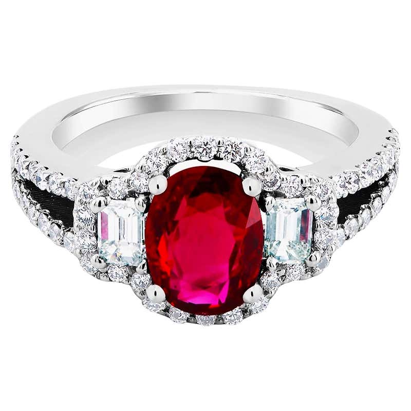 No Heat Burma Ruby Diamond Platinum Engagement Ring For Sale at 1stDibs ...