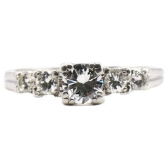 Platinum Old European Cut 5-Stone 1 Carat Diamond Engagement Ring