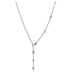 Platinum Old European Cut Diamond By The Yard 'Y' Vintage Necklace