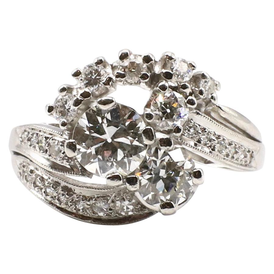 Vintage 1960s Old European Cut Diamond Cluster Ring in 18ct Gold and