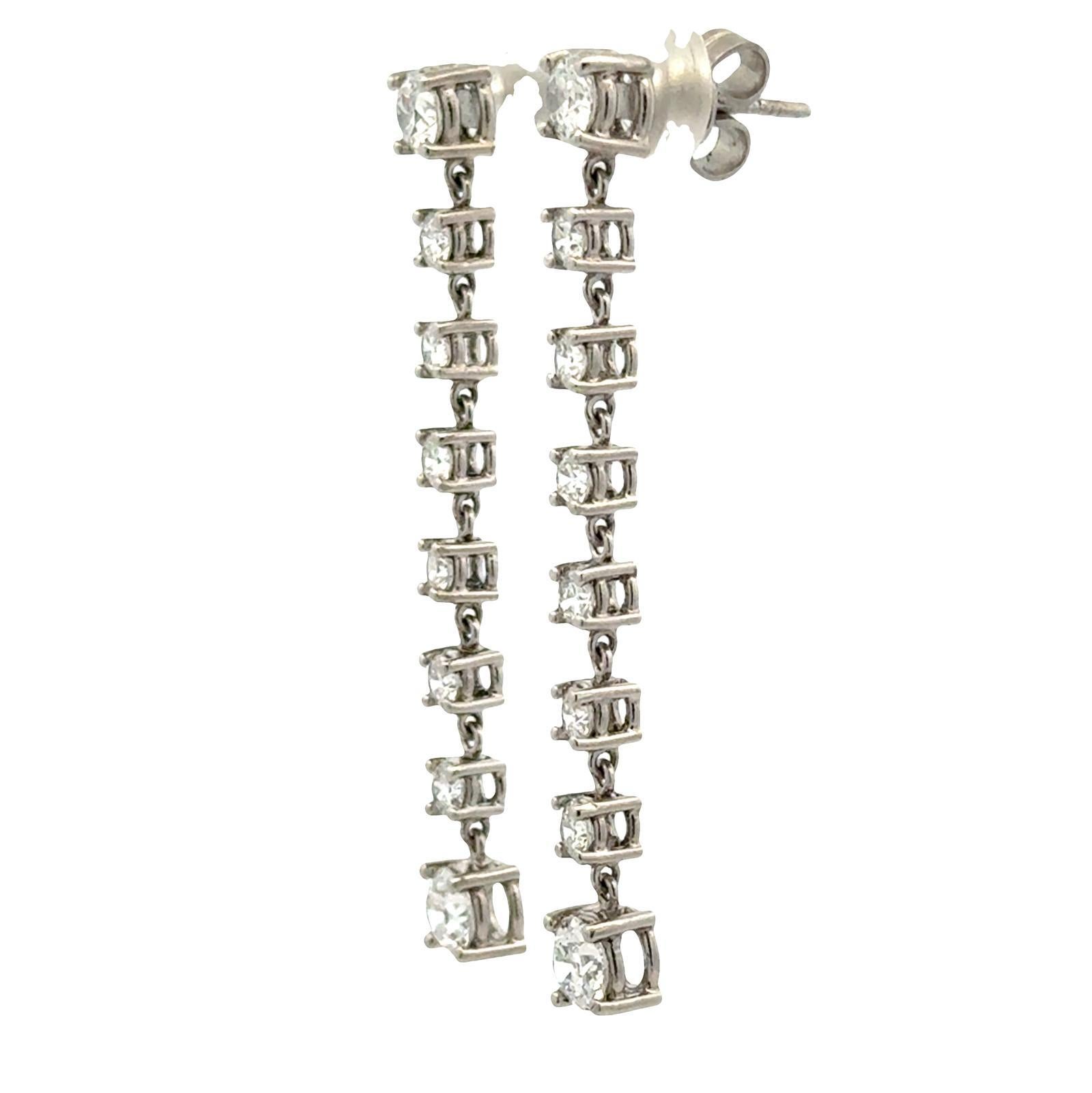 Women's Platinum Old European Cut Diamond Drop Dangle Estate Vintage Earrings For Sale